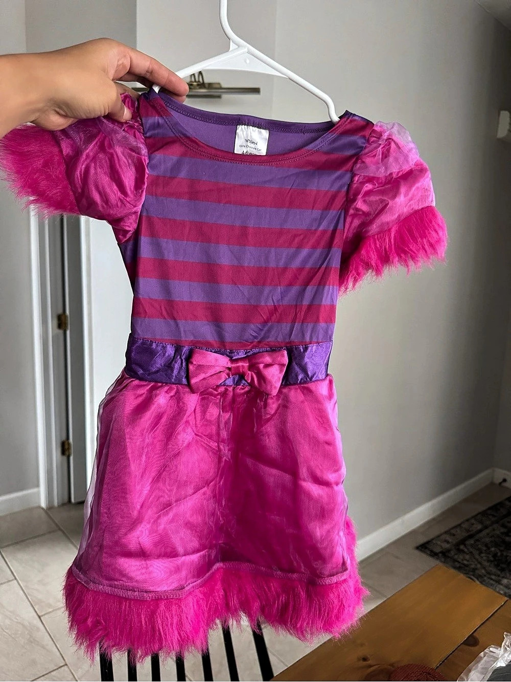 Wizards of the Coast Girls Cheshire Cat Striped Halloween Costume Pink & Purple